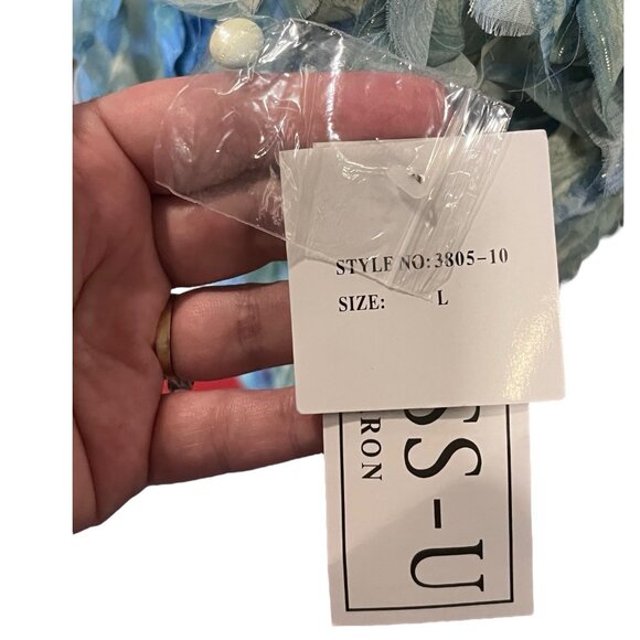 90's U Dress By Sharon Sleeveless Blue Yel Metallic Thread Ruffled Top New Large - Picture 4 of 8